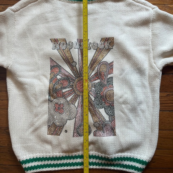 *ONE OF A KIND *NWT Woodstock Rhinestone Green Varsity Cardigan Size L *CUSTOM* - Picture 11 of 12